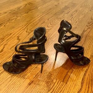 Black Balenciaga Sexy  Leather Sandals with Suede Inserts Size 39.5